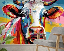 Colourful cow by KoeBoe on canvas, poster, wallpaper and more